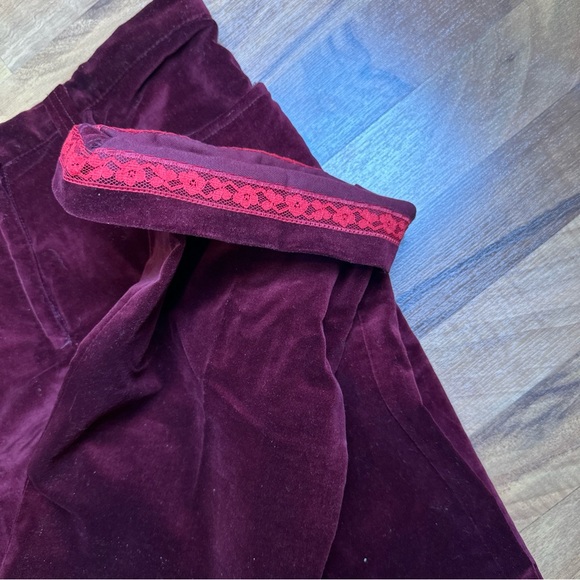 Vintage Sears Jr Bazaar Velvet Pants Dark Red Wide Leg Size 7 - Picture 4 of 7